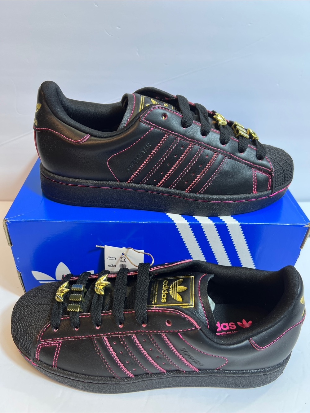 Adidas Originals Superstar II W Black Pink Gold Sneakers JS1380 Women’s size 6.5
